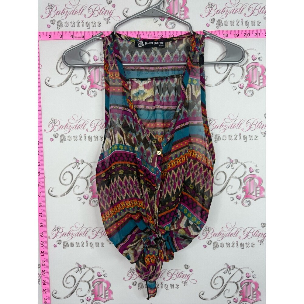 Project eighteen jeans tank Multicolor Printed Tie-Front Sleeveless Camisole